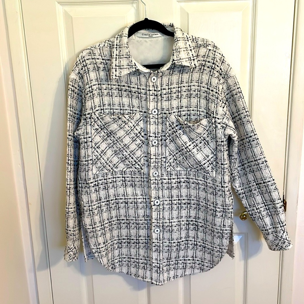 Charlie Luciano unisex tweed jacket size XS (this equals a men’s medium).  EUC.